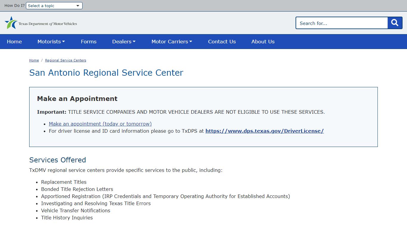 San Antonio Regional Service Center | TxDMV.gov